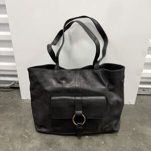 Frye Black Pebbled Leather Large Top Handle Tote Shoppers Shoulder Bag Purse